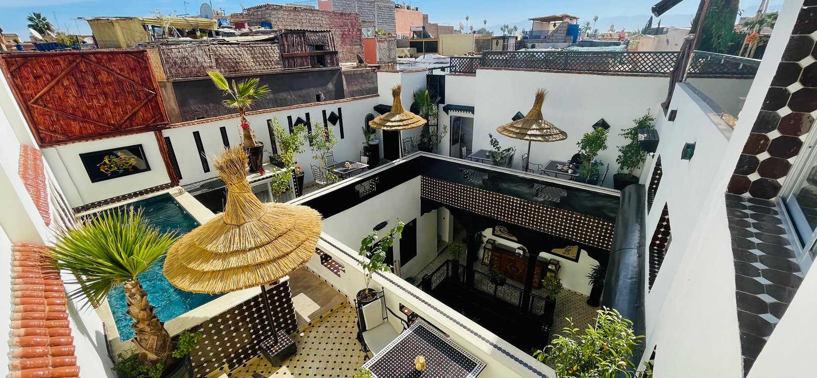 Modern kitchen with marble countertops