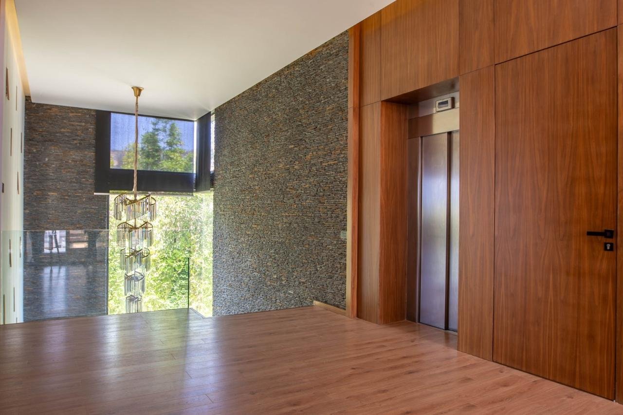 Modern kitchen with marble countertops